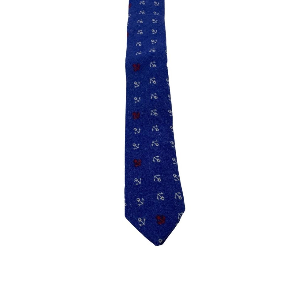 Skinny Tie Madness Ahoy Caption Philip Mens Necktie Blue White Cotton SKM3223‎